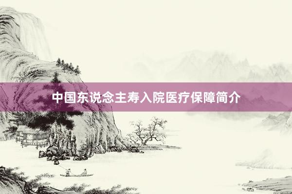 中国东说念主寿入院医疗保障简介
